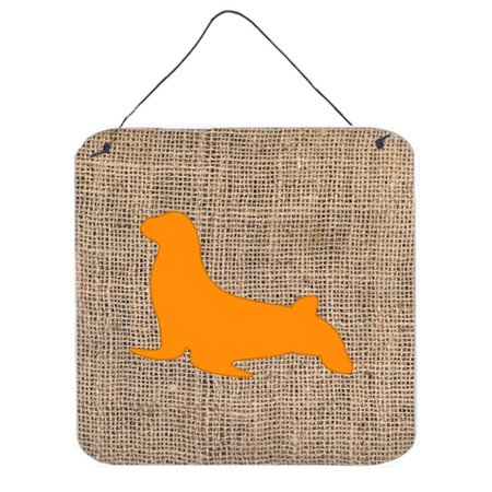 MICASA Seal Burlap And Orange Aluminium Metal Wall Or Door Hanging Prints - 6 x 6 In. MI241961